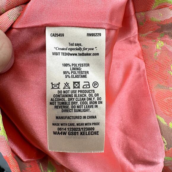 TED BAKER NWT Keleche Neon Coral Jacquard Wrap Skirt // 2 - Picture 11 of 11